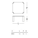 Opalia Tavolo 166x166x75 Glas dimensioni