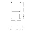 palia Tavolo 176x176x75 Glas dimensioni
