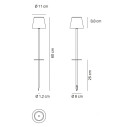 Poldina Pro LED lampada con picchetto Bianco Zafferano dimensioni