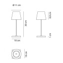 Poldina Mini Pro LED lampada da tavolo Foglia color Argento Zafferano dimensioni