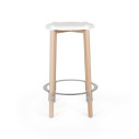 Alessi PS21 W Poele High Stool Sgabello alto acciaio Bianco vista