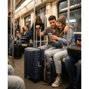 Valigia trolley espandibile Upscape 68 Blue nights Samsonite ambientazione