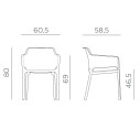 Set tavolo Rio 140 con 8 sedie Net Multicolor Nardi dimensioni