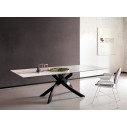 Tavolo Artistico 52.45 Bontempi Casa Piano Supermarmo Bianco Statuario opaco Base acciaio nero