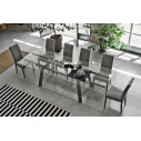 Tavolo Giove 180 TA193 Piano Vetro Trasparente Gambe Metallo Grafite