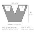 Uve Vaso 40x120x80 cm Vondom dimensioni