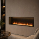 Camino elettrico a Vapore Acqueo 3D APP bruciatore inserto da incasso Vapor 75 Divina Fire ambientazione