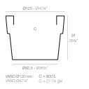  Vaso 120x120x91 cm Vondom dimensioni