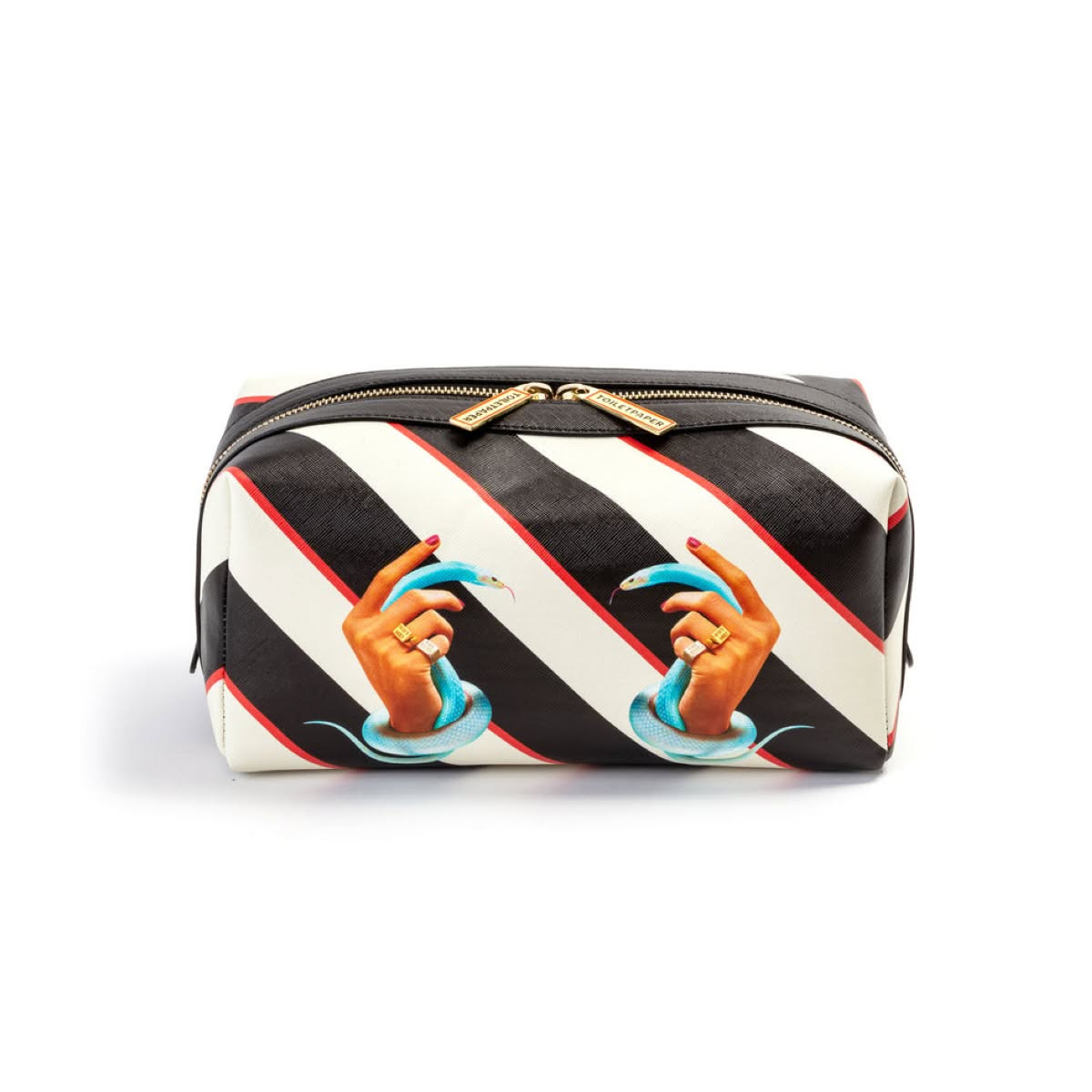 Beauty Case Stripes Hands with Snakes Seletti